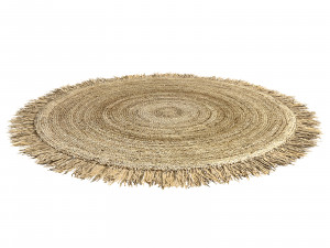 Hand Woven Rafia Jute Braided Rug Round Natural 3D Model
