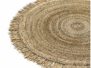 Hand Woven Rafia Jute Braided Rug Round Natural 3D Model