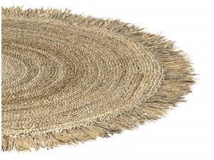 Hand Woven Rafia Jute Braided Rug Round Natural 3D Model