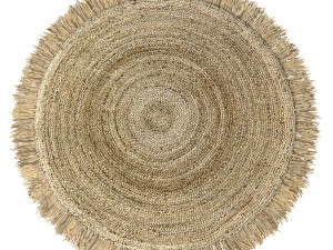 Hand Woven Rafia Jute Braided Rug Round Natural 3D Model