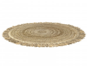 Hand Woven Rafia Jute Braided Rug Round Natural 3D Model