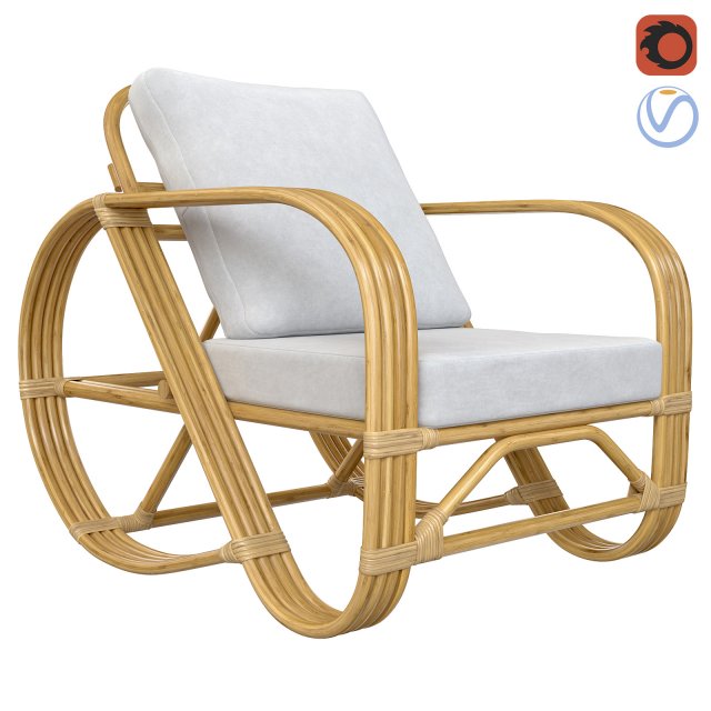 Handmade curved bamboo chair 3D 모델 .c4d .max .obj .3ds .fbx .stl .blend 