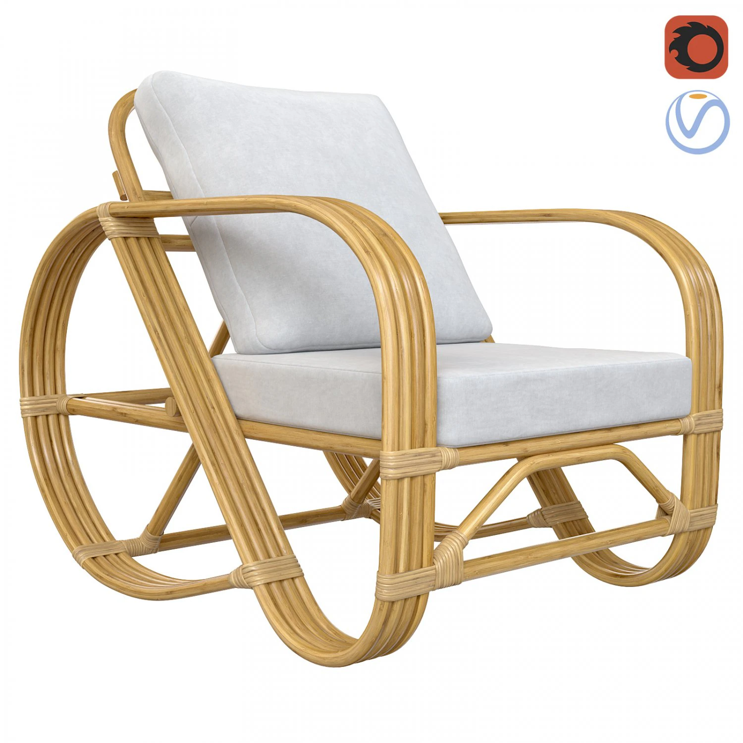 Cadeira curva feita &agrave; m&atilde;o em bambu Modelo 3D .c4d .max .obj .3ds .fbx .stl .blend 