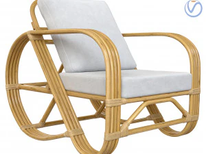 Cadeira curva feita &agrave; m&atilde;o em bambu Modelo 3D