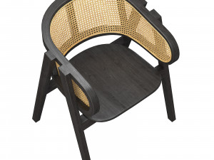 Black Modern wooden rattan chair Modelo 3D