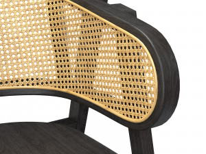 Black Modern wooden rattan chair Modelo 3D