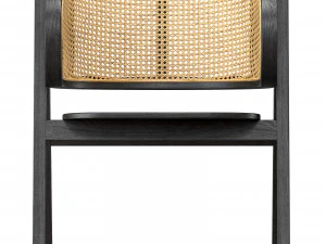 Cadeira de vime de madeira moderna preta Modelo 3D