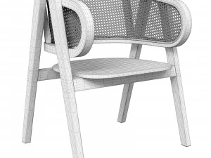 Cadeira de vime de madeira moderna preta Modelo 3D