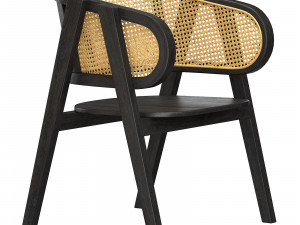 Black Modern wooden rattan chair Modelo 3D