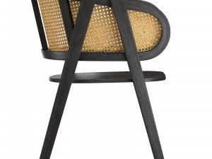 Black Modern wooden rattan chair Modelo 3D