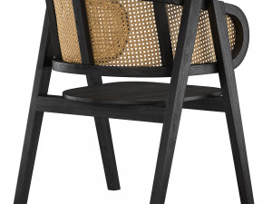 Black Modern wooden rattan chair Modelo 3D
