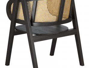 Black Modern wooden rattan chair Modelo 3D