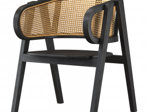 Black Modern wooden rattan chair Modelo 3D