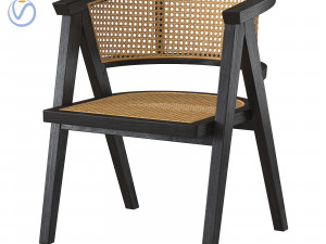 Black A-shaped design wooden rattan chair 3Dモデル