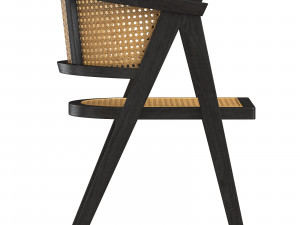 Black A-shaped design wooden rattan chair 3D Модель