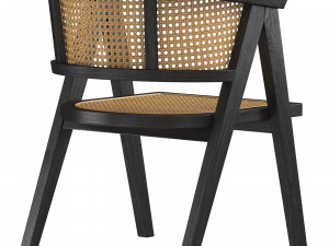 Black A-shaped design wooden rattan chair 3D Модель