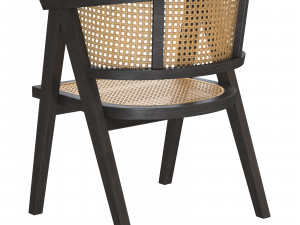 Black A-shaped design wooden rattan chair 3D Модель