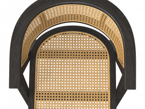 Black A-shaped design wooden rattan chair 3D Модель