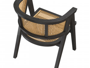 Black A-shaped design wooden rattan chair 3D Модель