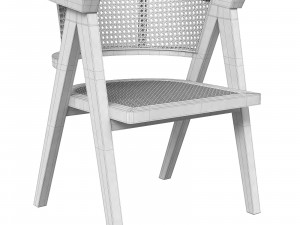 Black A-shaped design wooden rattan chair 3D Модель