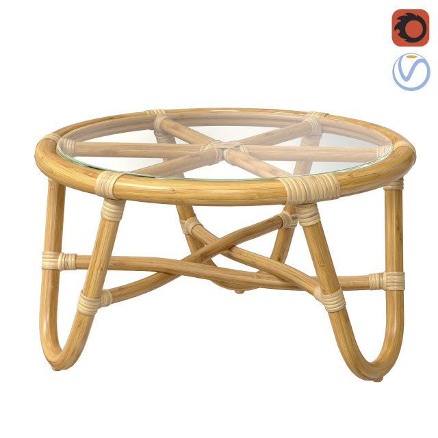 Round rattan table with curved legs 3D Model .c4d .max .obj .3ds .fbx .stl .blend 