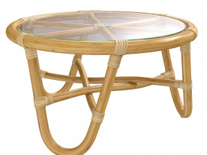 Round rattan table with curved legs 3D Model