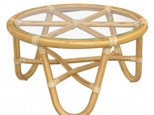 Round rattan table with curved legs 3D Model