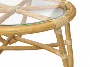 Round rattan table with curved legs 3D Model