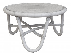 Round rattan table with curved legs 3D Model