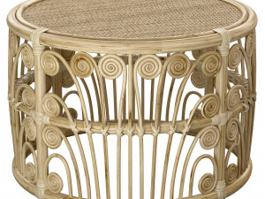 Bamboo Round table with rattan tabletop 3D Model