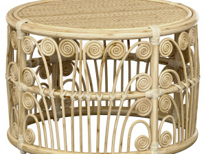 Bamboo Round table with rattan tabletop 3D Model