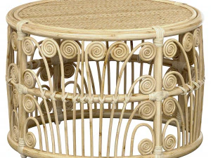 Bamboo Round table with rattan tabletop 3D Model