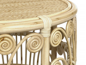 Bamboo Round table with rattan tabletop 3D Model