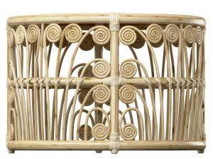 Bamboo Round table with rattan tabletop 3D Model