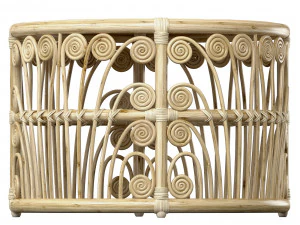 Bamboo Round table with rattan tabletop 3D Model