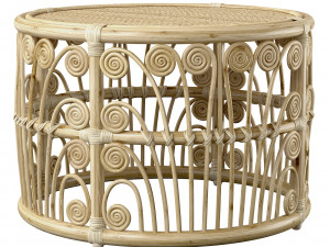 Bamboo Round table with rattan tabletop 3D Model