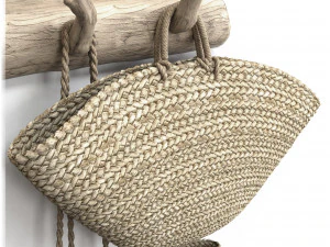 Wall decor set with old wicker bags 3D Model