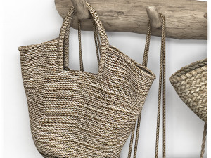 Wall decor set with old wicker bags Modello 3D