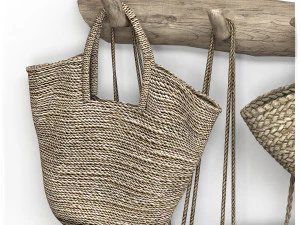 Wall decor set with old wicker bags 3D Model