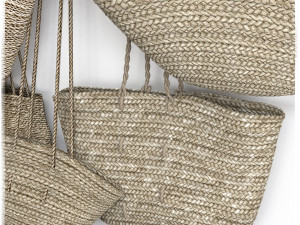 Wall decor set with old wicker bags Modello 3D