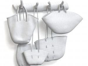 Wall decor set with old wicker bags Modello 3D