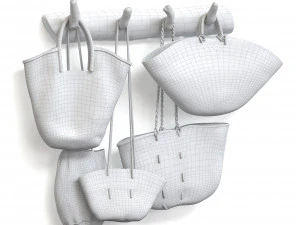 Wall decor set with old wicker bags 3D Model