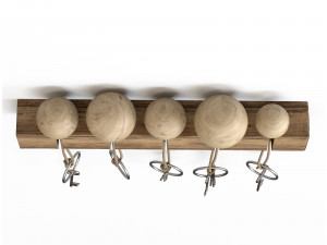 Wall mounted keyholder with wooden key rack Model 3D