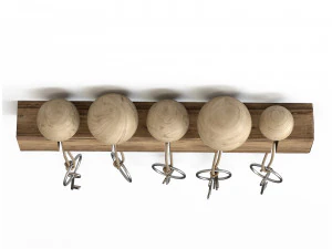 Wall mounted keyholder with wooden key rack 3D Model