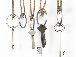 Wall mounted keyholder with wooden key rack Model 3D