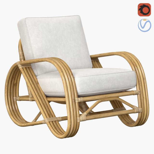 Pretzel Rattan Armchair Standard Lincoln Brooks Modelo 3D .c4d .max .obj .3ds .fbx .stl .blend