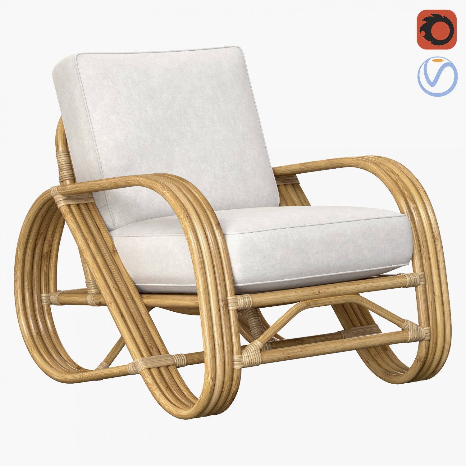 Pretzel Rattan Armchair Standard Lincoln Brooks 3D Model in Chair