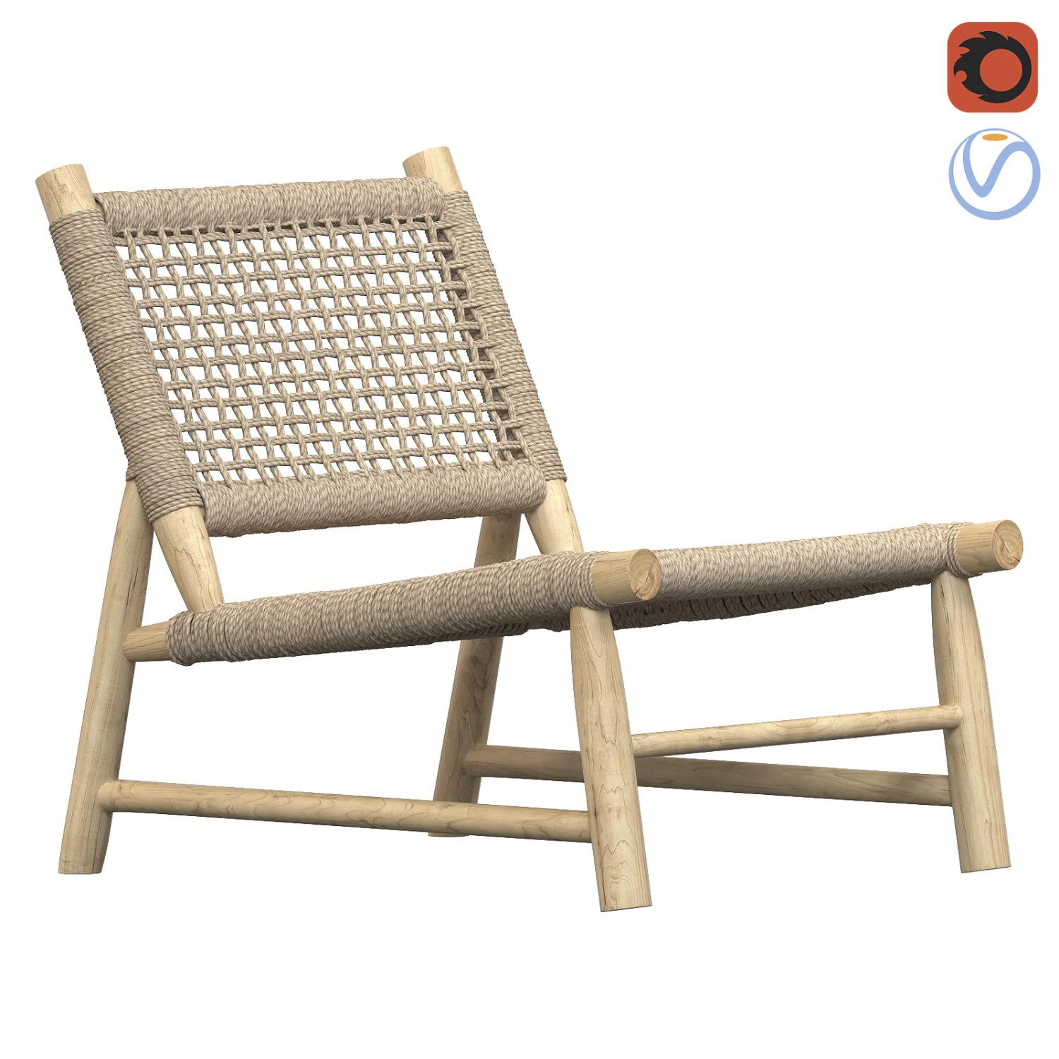 Bazar Bizar Island Sisal Einsitzer-Stuhl, Natur 3D Modell .c4d .max .obj .3ds .fbx .stl .blend 