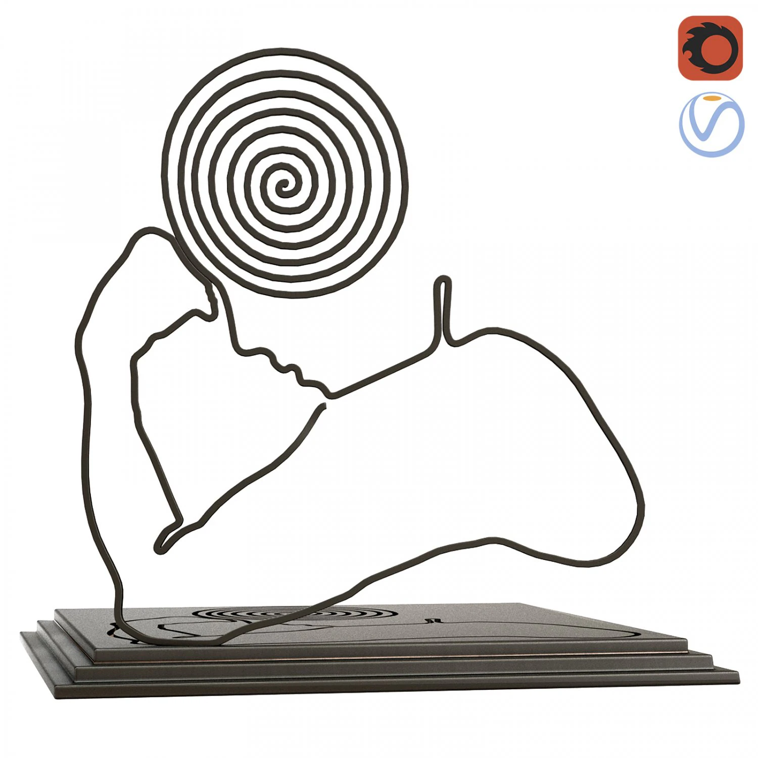 Quinn Lorenzo The Thinker decor sculpture 3D Model .c4d .max .obj .3ds .fbx .stl .blend 