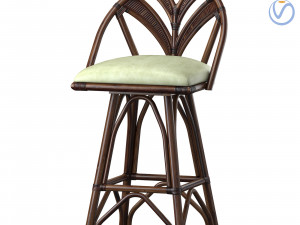 Linkoln brooks Tropicool Rattan Barstool Dark Brown Wash 3D Модель